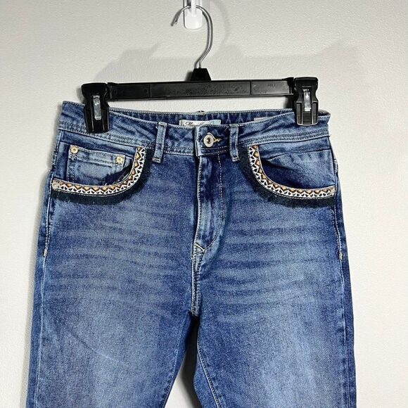 Mavi Tess Distressed Embroidered High-Rise Skinny Jeans Size 27 - Picture 4 of 10